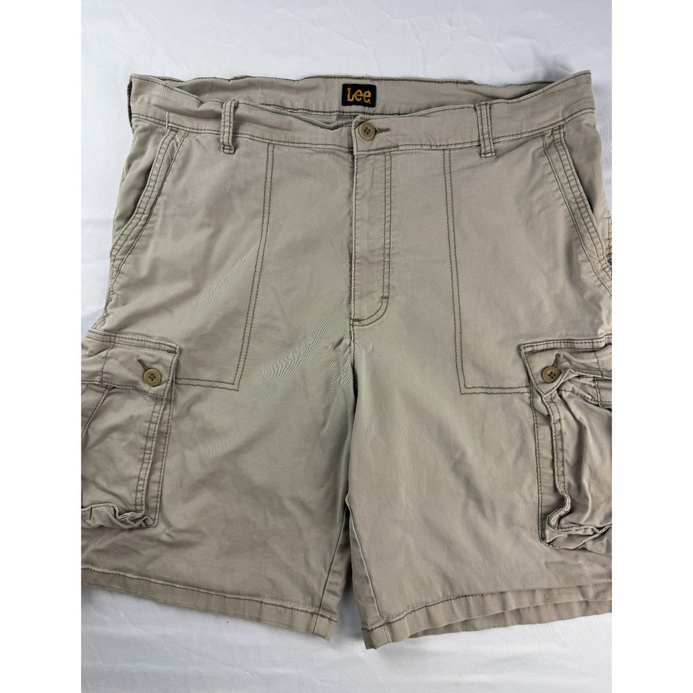 Lee Dungarees Mens Cargo Shorts Khaki Tan Size 38 Utility Hiking Casual Cotton